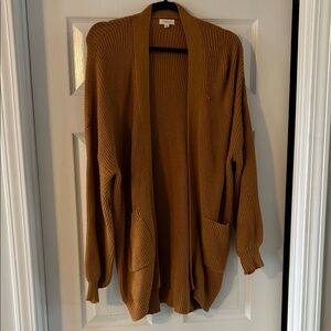 Debut Warm Tan Open-Front Cardigan